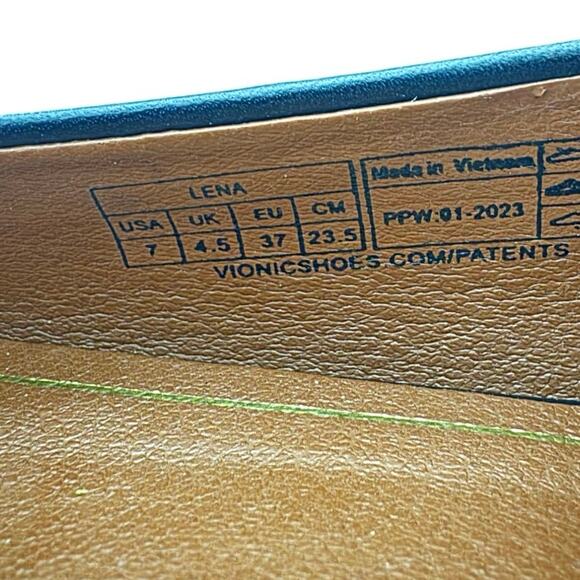 Vionic Women’s Lena Black Leather Pointed Toe Slip One Ballet Flat Shoes Size 7 - Picture 12 of 13